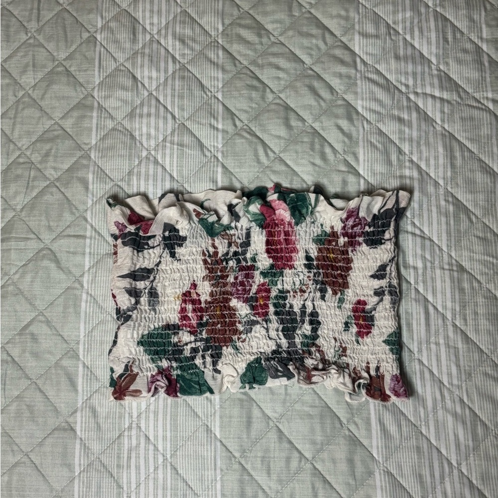 Blue Blush Floral Smocked Top